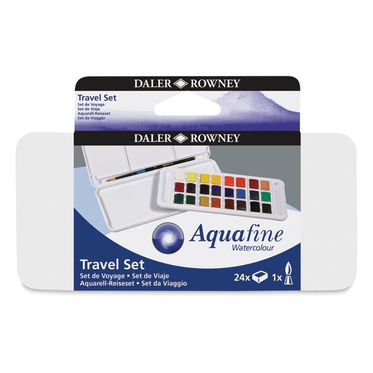 Daler-Rowney Aquafine Watercolors - Set of 24 Travel, Assorted Colors, Half Pan